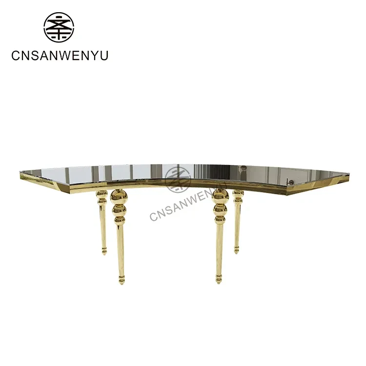 Luxury Stainless Steel Gold Base Wedding Round Table | Thickened Marble Countertop & Titanium-Alloy Frame