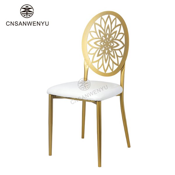 Luxury Gold Wedding Iron Chairs | Weatherproof Stacking Banquet Seating Wholesale