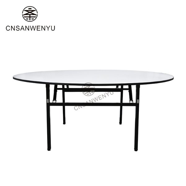 White Round Folding wood Tables | Anti-Cut Wedding & Banquet Seating