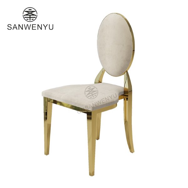 Durable Gold Stainless Steel Banquet Chairs for Weddings & Events | Stackable Round Back Design