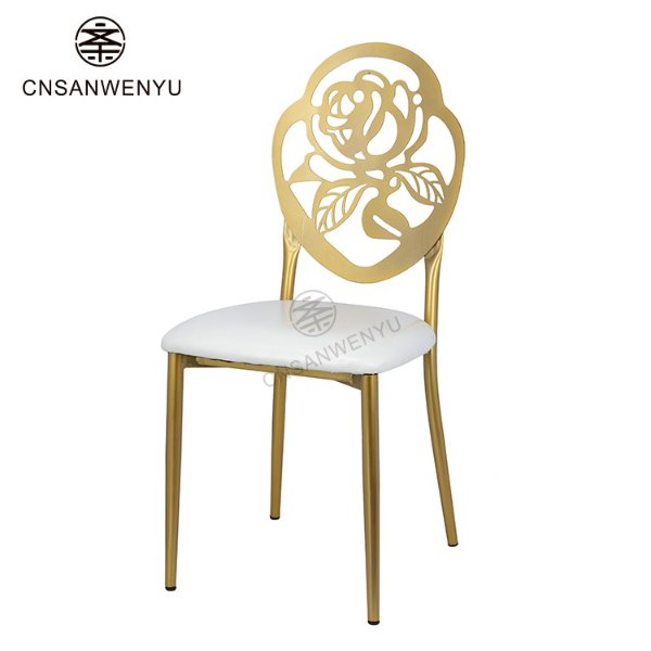 Wholesale Gold Rose Back Wedding Chairs | Stackable Luxury Seating for High-End Events