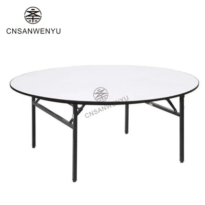 White Round Folding wood Tables | Anti-Cut Wedding & Banquet Seating