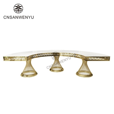Modern Luxury Half/Whole Circle Wedding Table | Gold Leg & Bird's Nest Base with Marble Top
