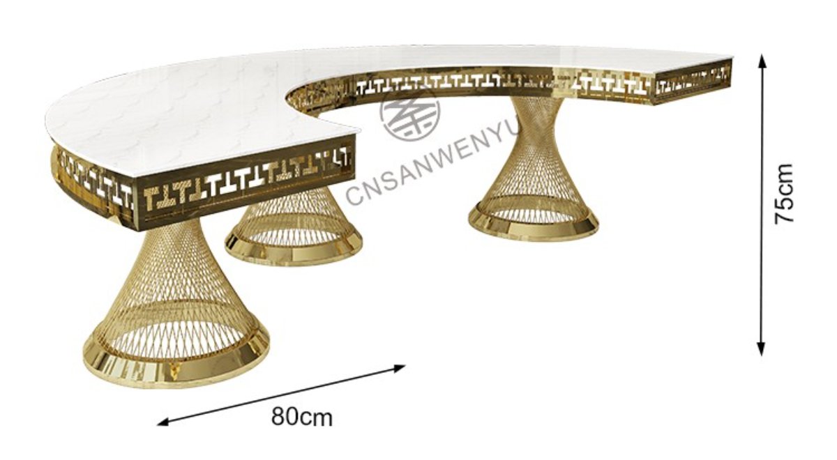 Luxury Slate Wedding Dining Table | Gold Stainless Steel Banquet Table Manufacturer