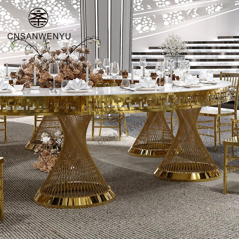 Modern Half-Moon Stainless Steel Wedding Banquet Table | Luxury Event Setup ✨