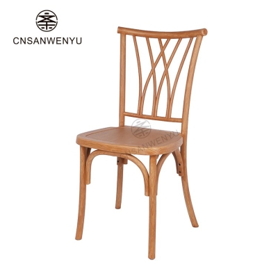 Farmhouse Venue Garden PP Resin Wood Grain Cross Back Willow Chair – Waterproof Stackable X Back Chairs Wholesale for Hotel Banquet Event Wedding Party Outdoor