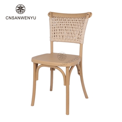 Wholesale Durable New Design Wooden Grain PP Plastic Rattan Chair – Stackable Louis Chair for Weddings & Hotel Banquets