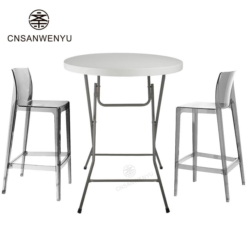 Outdoor high legged folding round bar table.jpg