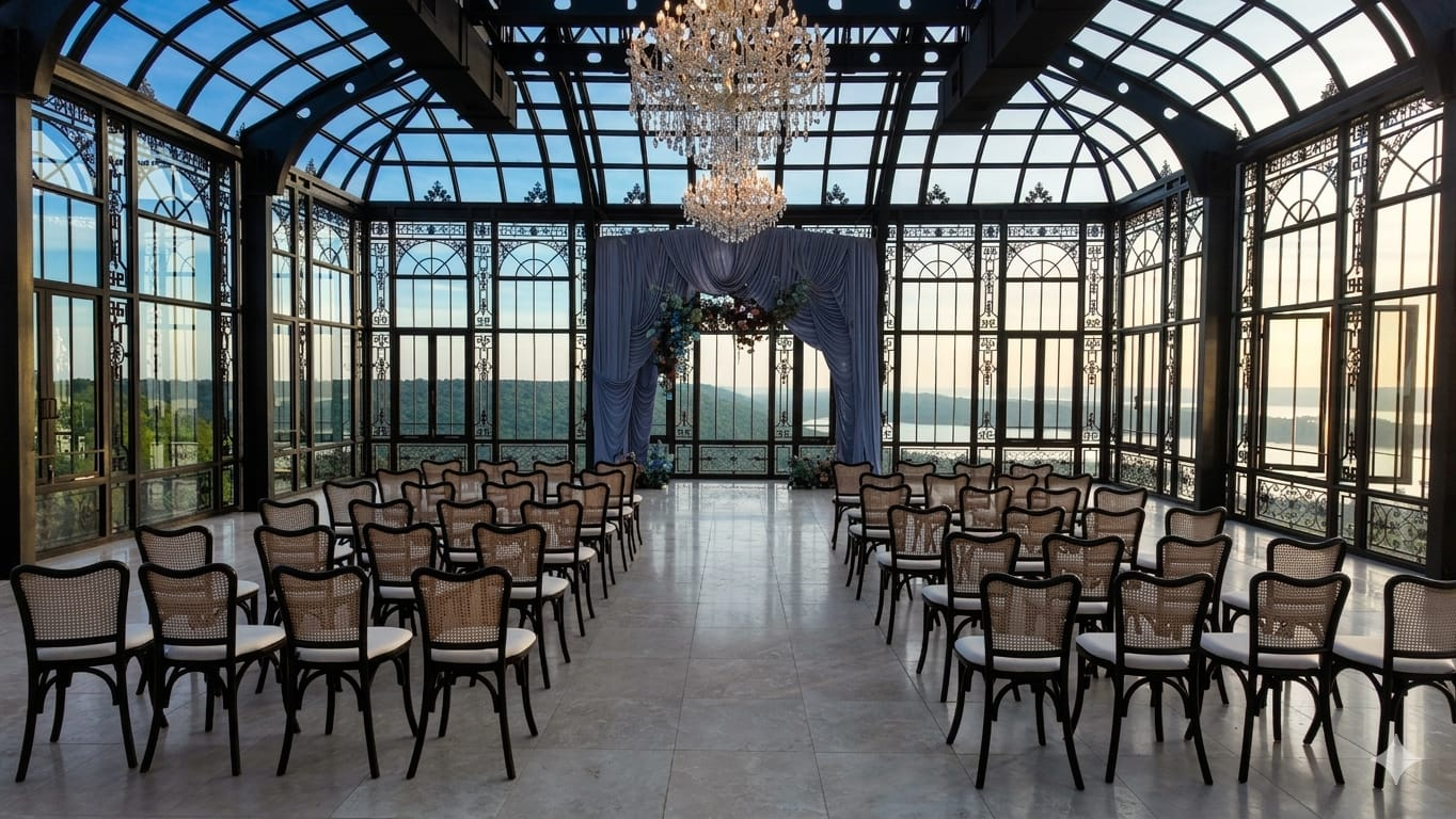 rustic wooden cross back chairs for outdoor wedding and garden ceremony setup.png