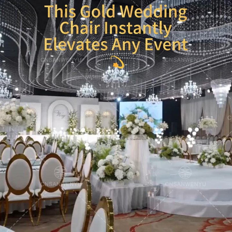 Luxury Gold Oval Back Wedding Chairs for Elegant Banquet & Wedding Setups